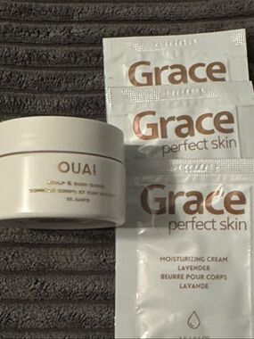 OUAI Scalp and Body Scrub + Grace Perfect Skin Lavender Sachets